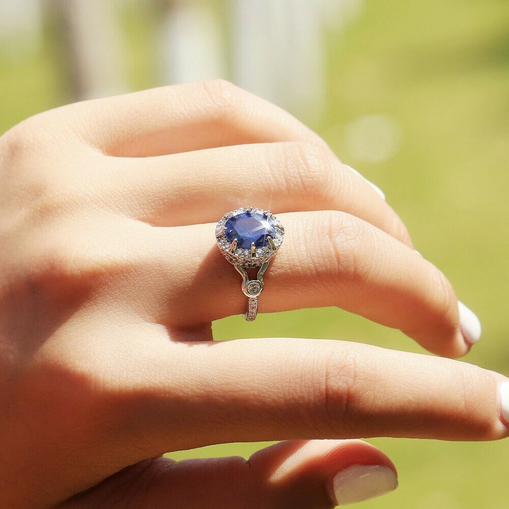 *NEW 925 Silver Blue Sapphire Ring - Picture 4 of 4